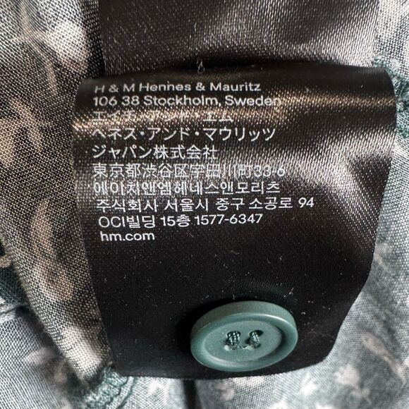 H&M dark green and white ditsy floral button front dress size 2 - Picture 7 of 8